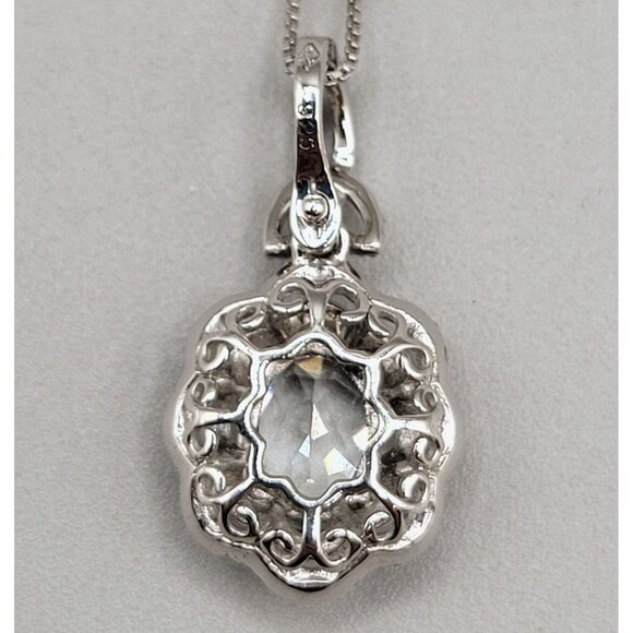 White Topaz Sterling Silver 925 Detachable Pendant Raised Layered 3D Blingy - Picture 4 of 11
